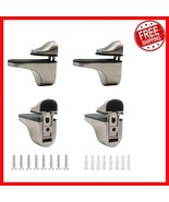 Versatile Brushed Nickel Shelf Brackets for 6-22MM Shelves, 4-Pack Wall ... - $26.72