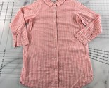 Habitat Button Down Shirt Womens Small Salmon Red White Stripes Collared - $24.99