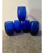 Set of 5 Cobalt Blue Stemless Wine Glasses  4.75"  # 3199 - $29.00