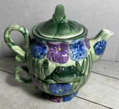 Jeanette Adams Silvestri Frog Stacking Teapot and Cup  Tea-for-one - $35.63