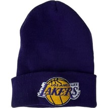 Vintage Los Angeles LA Lakers NBL Purple Yellow Beanie Hat Reebok Acryli... - £6.05 GBP