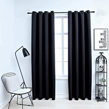 vidaXL Blackout Curtains with Rings 2 pcs Black 54"x84" Fabric - $45.25