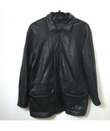 Kenneth Cole Lambskin Coat Black Leather Jacket SOFT Zip Out Lining Men M - $138.14 CAD