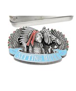 Sioux Chief Sitting Bull Native American Vintage Metal 3.5&quot; X 2.5&quot; Belt ... - €13,58 EUR