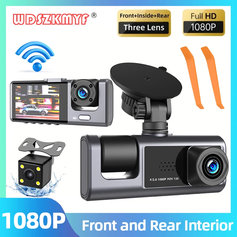 3Channel WIFI APP Dash Cam for Cars Recorder Video Car Dvr Rear View Camera for - £31.08 GBP+