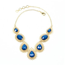 Amrita Singh Lapis Resin Filigree Surf Lodge Gold Tone Necklace NKC 9931 NWT - £20.97 GBP