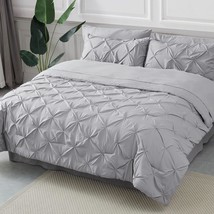 Queen Comforter Set 8 Pieces - Pintuck Queen Bed Set, Bed In A Bag Grey Queen Si - £81.72 GBP