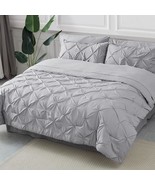 Queen Comforter Set 8 Pieces - Pintuck Queen Bed Set, Bed In A Bag Grey ... - £72.04 GBP