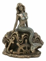 Ebros Mermaid Ariel 5&quot; Tall Nautical Mermaid Sitting On Oyster Shell Fig... - $35.99