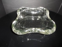 Mid Century Modern BLENKO Art Glass HEAVY Ashtray 9” Clear Curved Square - $94.05