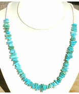 26&quot; Turquoise Nuggets and White Shell Heishi Necklace - $1,802.19 MXN