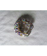 VTG. SHERMAN Brooch Wreath Pin Marquis &amp; Baguette Aurora Borealis  - $55.00