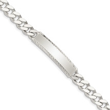 Silver Diamond-cut Engraveable Curb Link ID Bracelet QID104 - $145.68+