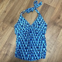 Athleta Tara Halter Tankini Top Blue Tie Dye Size 32D/DD Small Swim Suit Modest - £18.61 GBP