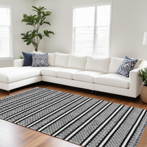 8' X 10' Black and White Wool Geometric Stripe Hand Loomed Area Rug - $584.99