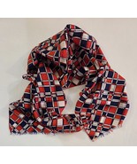 1960s Mod Vintage Glentex Silk Scarf 57&quot;x14.5&quot; Red White &amp; Blue Plaid US... - $19.79