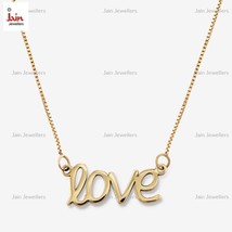 18 Kt Real Solid Yellow Gold Love Necklace Gift Pendant Men Women Fine Jewelry - £558.96 GBP