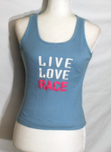 LIVE LOVE RACE ANGELINA TANK TOP SIZE LARGE LIGHT BLUE RIBBED EXTREME HO... - $9.46