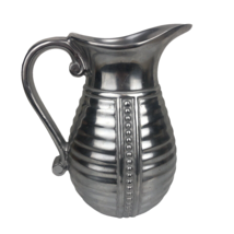 Wilton Armetale Pitcher 8.75&quot; Silver Pewter Flutes &amp; Pearls 2 Quarts #27... - $22.80