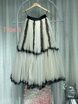 CREAM Polka Dot Lace Tulle Skirt Wedding Party Long Skirt image 2