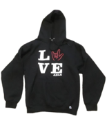 American Sign Language Hoodie ASL Love ILY Black Medium Graphic Deaf Stu... - $19.75