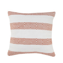 20&quot; X 20&quot; Orange And White 100% Cotton Striped Zippered Pillow - £41.75 GBP