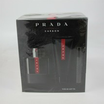 Luna Rossa Carbon By Prada 3 Pcs Set: 3.4 Oz &amp; 0.34 Oz Edt Spray &amp; 3.4 Oz S/G - £134.52 GBP