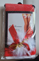 NIP Adult Fishnet Thigh Highs with Bow and Marabou Accent Nylon One Size Costume - £12.05 GBP