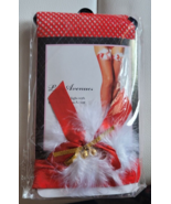 NIP Adult Fishnet Thigh Highs with Bow and Marabou Accent Nylon One Size... - £12.01 GBP