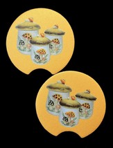 Mushroom Canisters Car Cup Holder Coasters Set New - $7.00