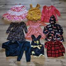 Girls Clothes Lot Size 12 18 24 Mo 11pc Baby Jacket Dresses Overalls Rai... - $35.50