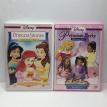 Vintage Set of 2 Disney DVD Princess Stories Volume 1 Party Vol 2 Pajama Jam Fun - £15.71 GBP