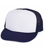 12 White/Navy Trucker Hat 5 Panel Summer Adjustable Mesh Back Hat 1dz SPC  - $2,389.58 MXN