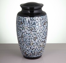 Large/Adult 200 Cubic Inch Mother of Pearl Metal Mosaic Funeral Cremation Urn - £175.21 GBP