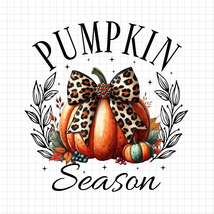 Pumpkin Season PNG, Leopard Bow Pumpkin PNG, Autumn, Fall Aesthetic Girl... - $2.50