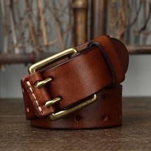 Handsewn Vintage Double Prong Mens Belt - $68.98