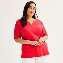 Plus Size Croft &amp; Barrow® Elbow Sleeve Split Neck Top, Women&#39;s, Size: 2X... - $14.99