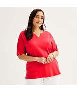 Plus Size Croft &amp; Barrow® Elbow Sleeve Split Neck Top, Women&#39;s, Size: 2X... - $276.38 MXN