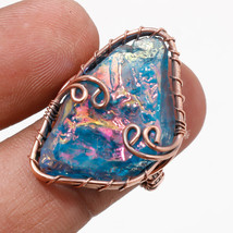 Blue Slice Rough Drusy Gemstone Copper Wire Wrap Ring Jewelry 7.50&quot; SA 401 - £5.85 GBP