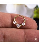Zion Heart Diamond Daith Piercing, Nose Ring in 14K Gold Septum ear pier... - $220.00+