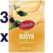 DELECTA Budyn Family Size Pudding CREAM flavor 3pc- FREE SHIPPING - £6.98 GBP