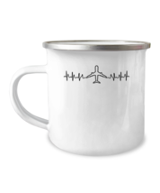 Camper Mug 12oz Camper Mug 12oz Funny Heartbeat Graphic Flying Airplane Men  - £11.90 GBP