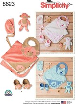 Simplicity Sewing Pattern 8623 Baby Hats Booties Bibs Lovey - £7.24 GBP