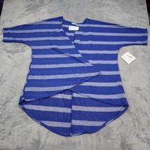 Lula Roe Sweater Womens S Blue Striped Lindsay Cardigan Komono Cover Up - £18.13 GBP