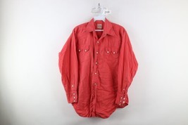 Vtg 70s Levis Western Wear Mens M Distressed Pearl Snap Button Shirt Pink USA - $59.35