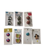 Novelty Buttons On 7 Cards From Germany Thailand and China - $11.40