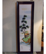 Vintage  Signed JAPANESE Hand Painted 4 COLUMN Ceramic TILES Wall ART - £31.12 GBP