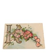 Postcard K Floral Pink Flowers Glitter Divided Back German Unposted - $13.97 CAD