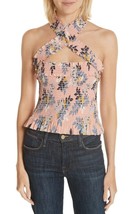 Cinq a Sept Donya Country Fern Smocked Silk Halter Top. Size M/L  $275 - £28.80 GBP