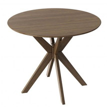 Wood Dining Table 35 Inch Modern Round with Solid Legs - £197.45 GBP
